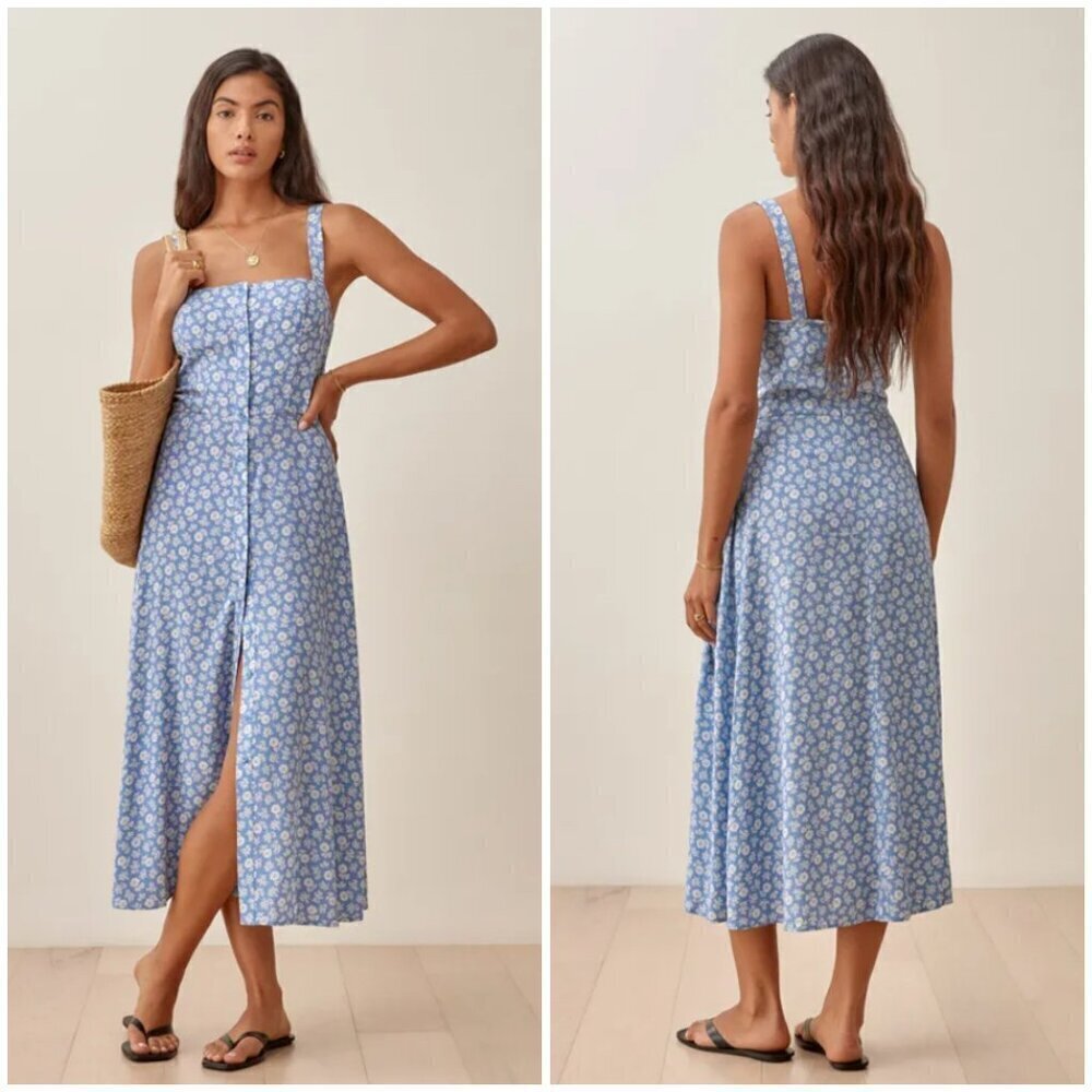 💕REFORMATION💕 Virgil Dress ~ Remi Blue Floral Print 0 NWOT